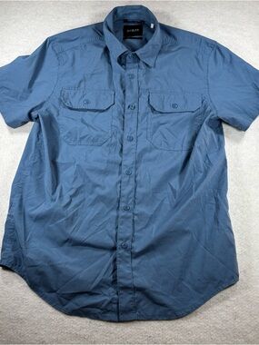 prAna Cayman Short Sleeve Button Down Shirt Size Small Men’s Blue